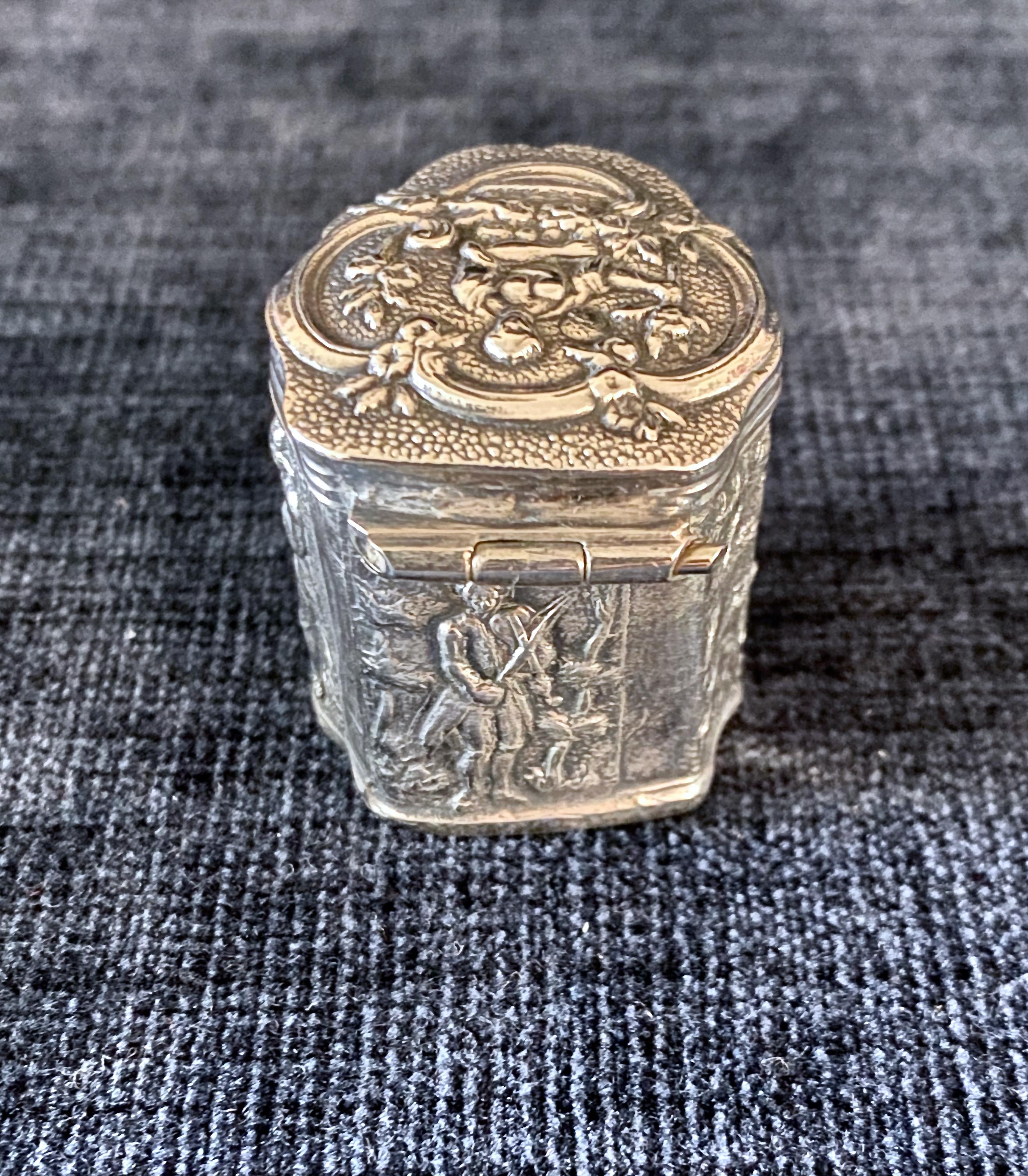 Baroque Revival Sterling Silver Repousse Pill or Snuff Box