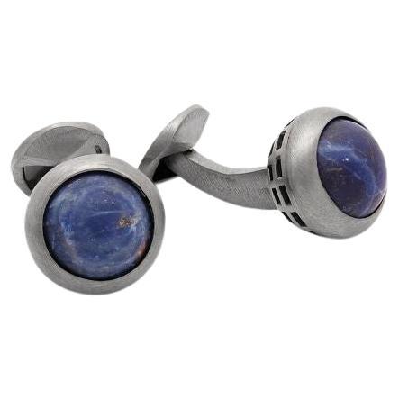 Sterling Silver Revolve Cufflinks with Lapis