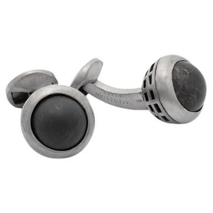 Sterling Silver Revolve Cufflinks with Onyx