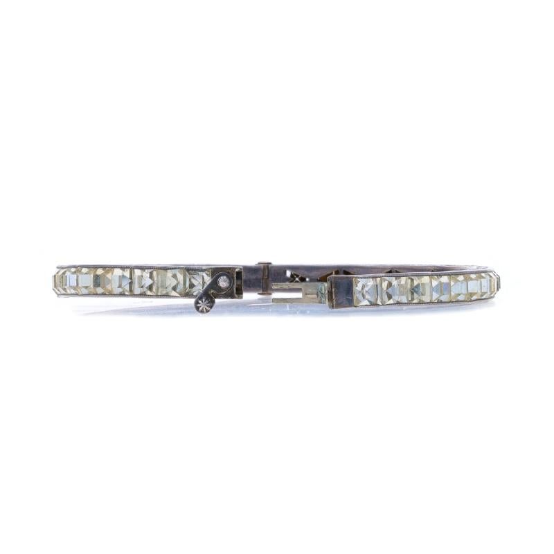 Sterling Silver Rhinestone Art Deco Bangle Bracelet 6 3/4