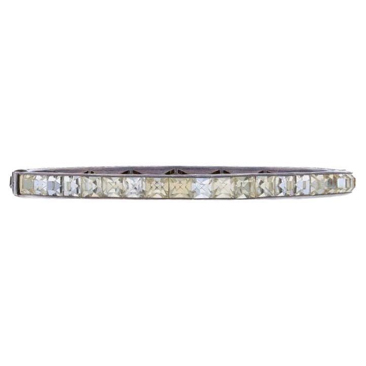 Sterling Silber Strass Art Deco Armreif Armband 6 3/4" -925 Vintage Milgrain