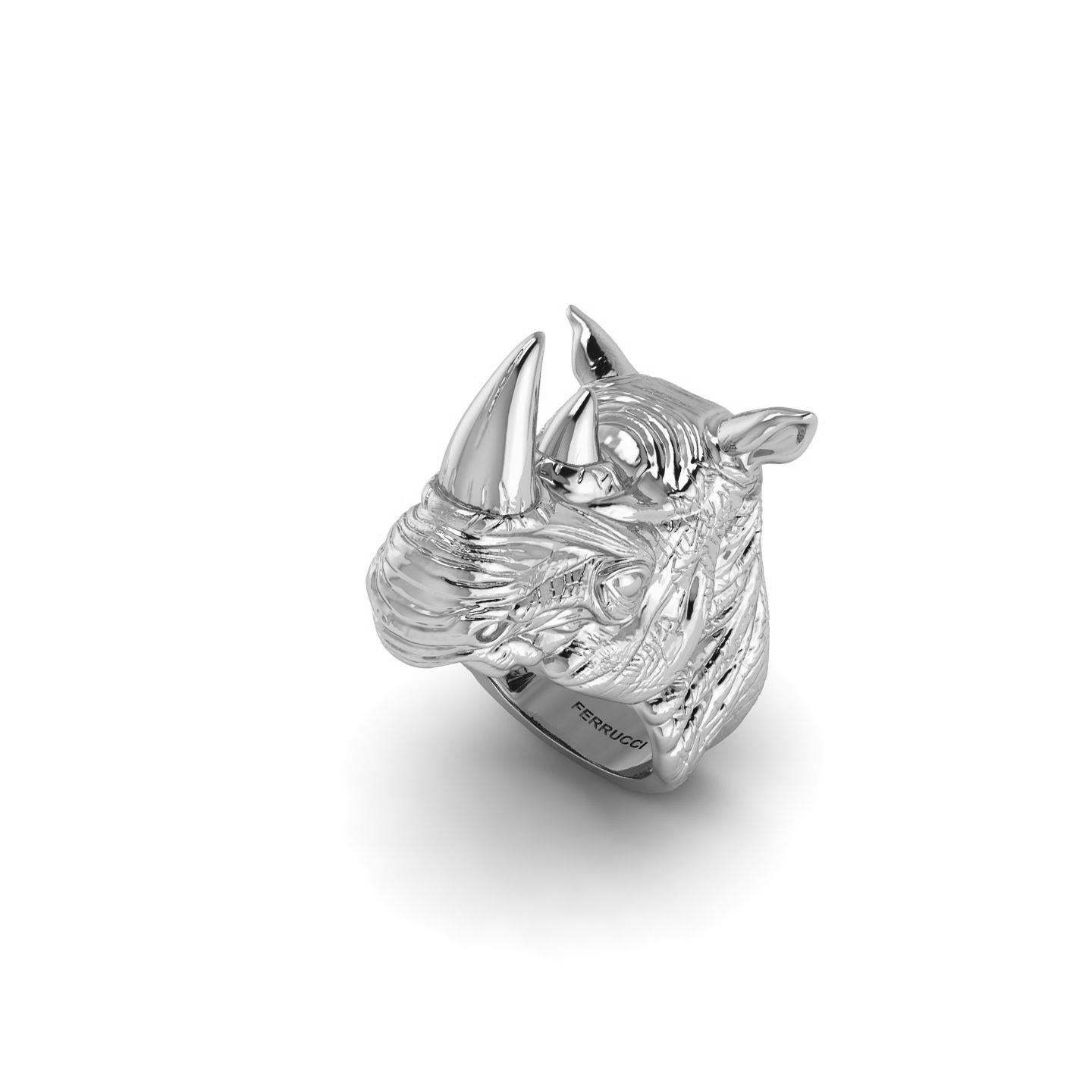 Art Nouveau Sterling Silver Rhino Ring