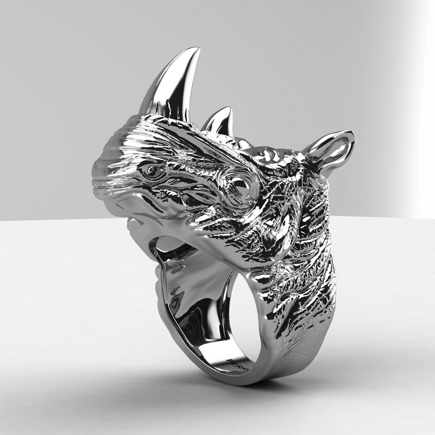 Sterling Silver Rhino Ring 1