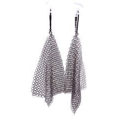 Sterling Silver Rhodium Plate Fine Chainmaille Mesh Earrings by Ashley Childs