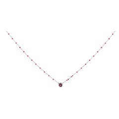 Sterling Silver Rhodolite Enamel Bead Chain Necklace 18 Inch