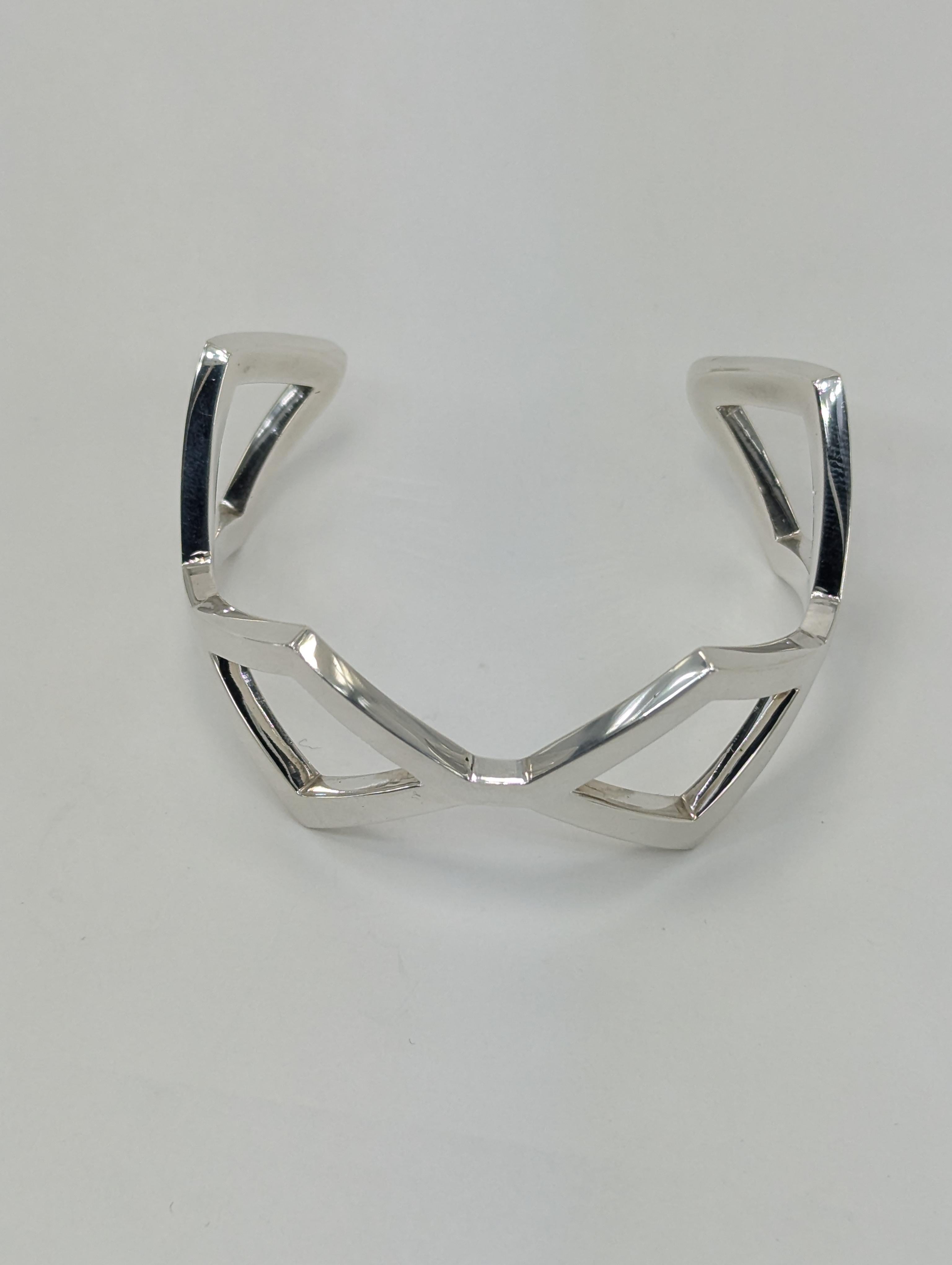 Sterling Silber Rhombus Manschettenarmband 1