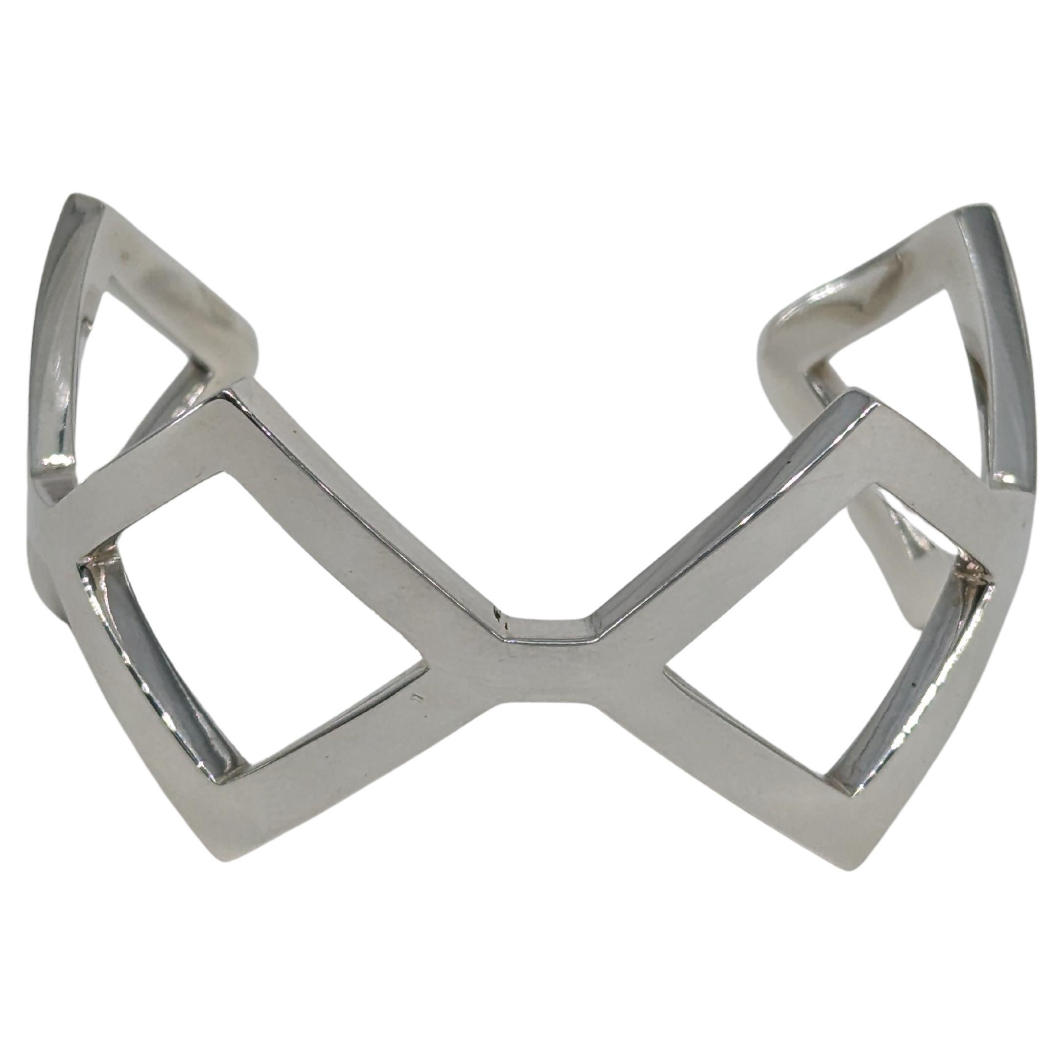 Sterling Silver Rhombus Cuff Bracelet