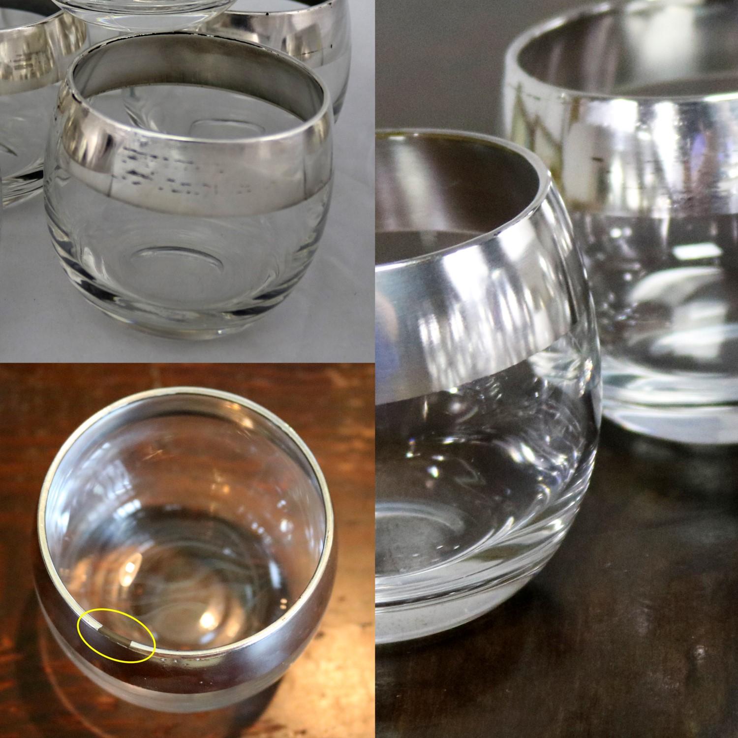 Sterling Silver Rimmed Roly Poly Cocktail Glasses Attributed to Dorothy Thorpe 3