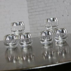 Sterling Silver Rimmed Roly Poly Cocktail Glasses Attributed to Dorothy Thorpe