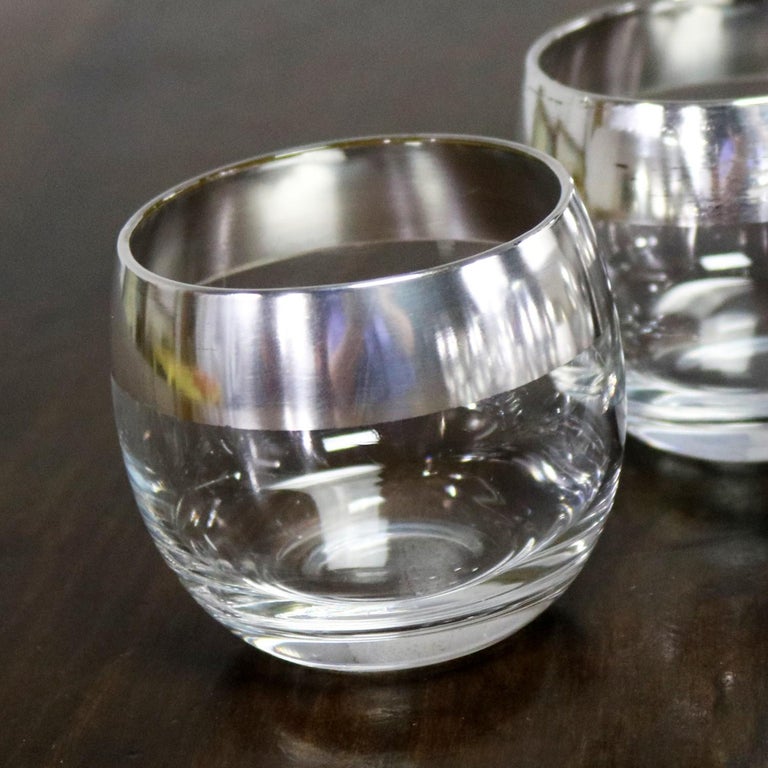 Sterling Silver Rimmed Roly Poly Cocktail Glasses Attributed to Dorothy ...