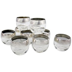 Sterling Silver Rimmed Roly Poly Cocktail Glasses Attributed to Dorothy Thorpe