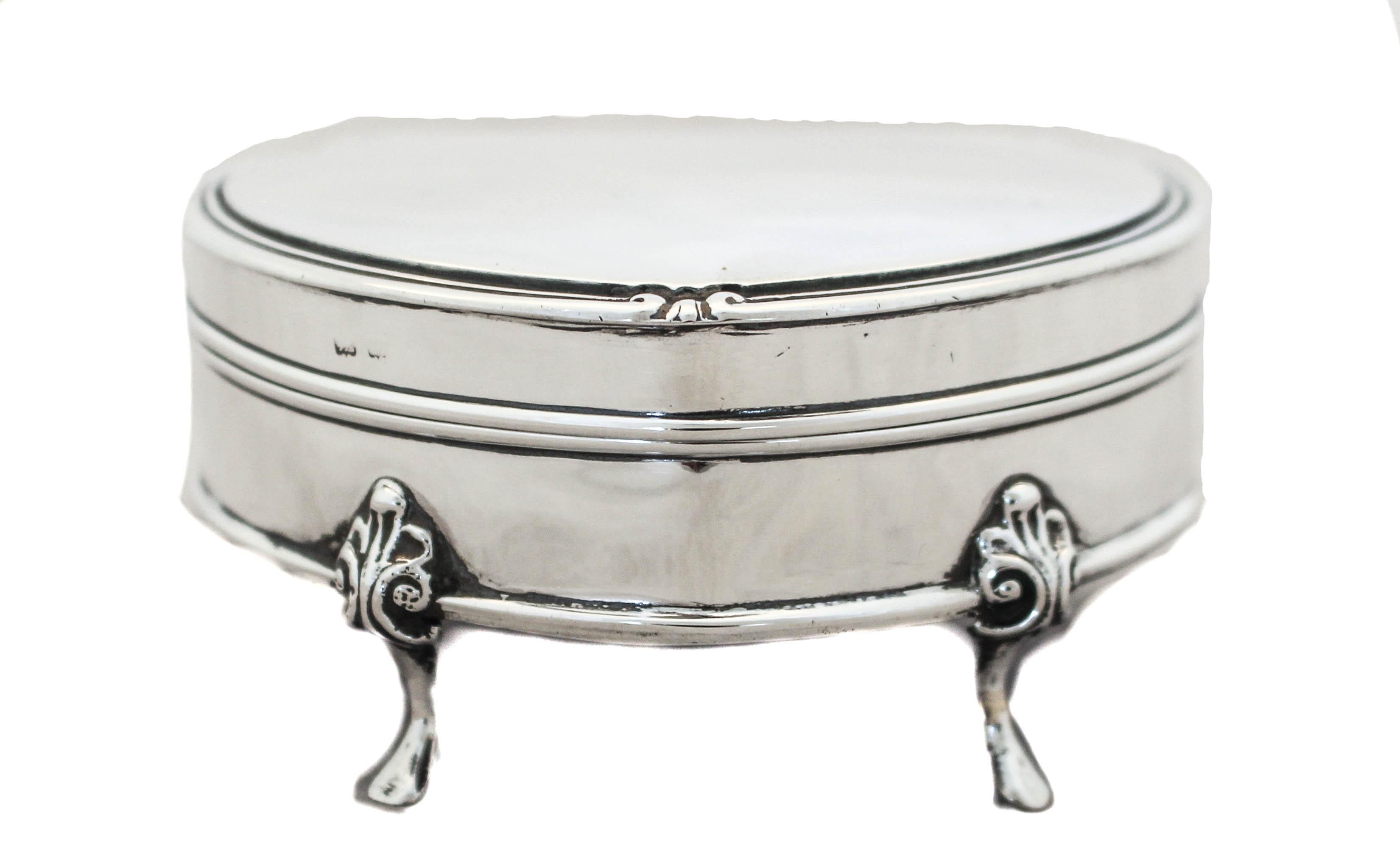 English Sterling Silver Ring Box For Sale
