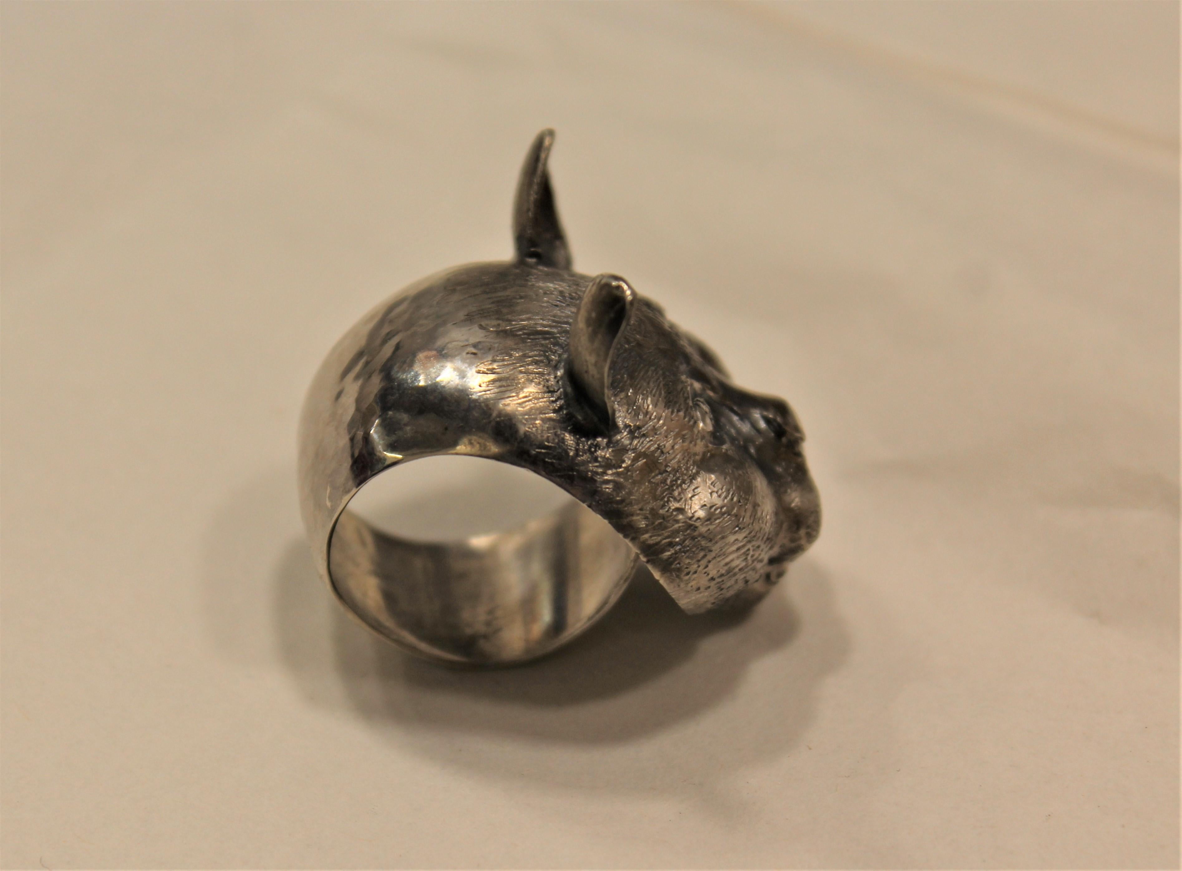 Sterling Silver, Ring, Cat, Handcrafted, Italy In New Condition In Firenze, IT