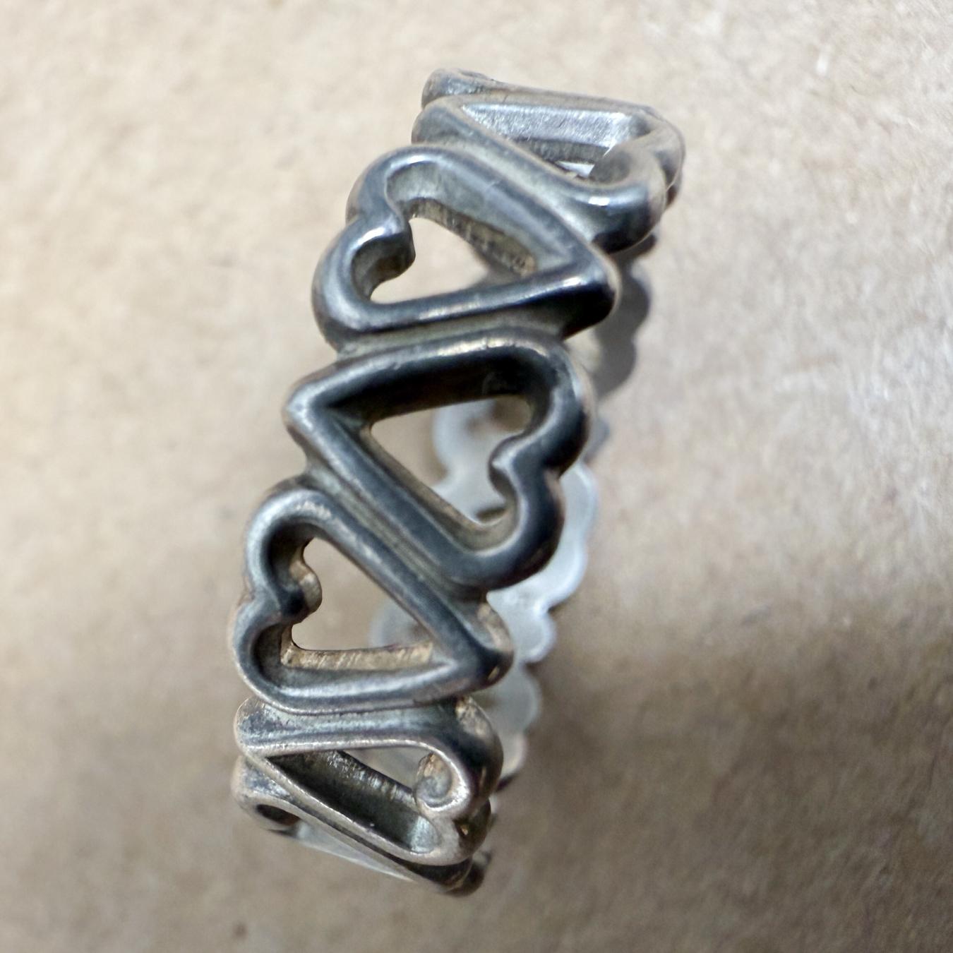 20th Century Sterling Silver Ring Eternal Heart Love Band For Sale