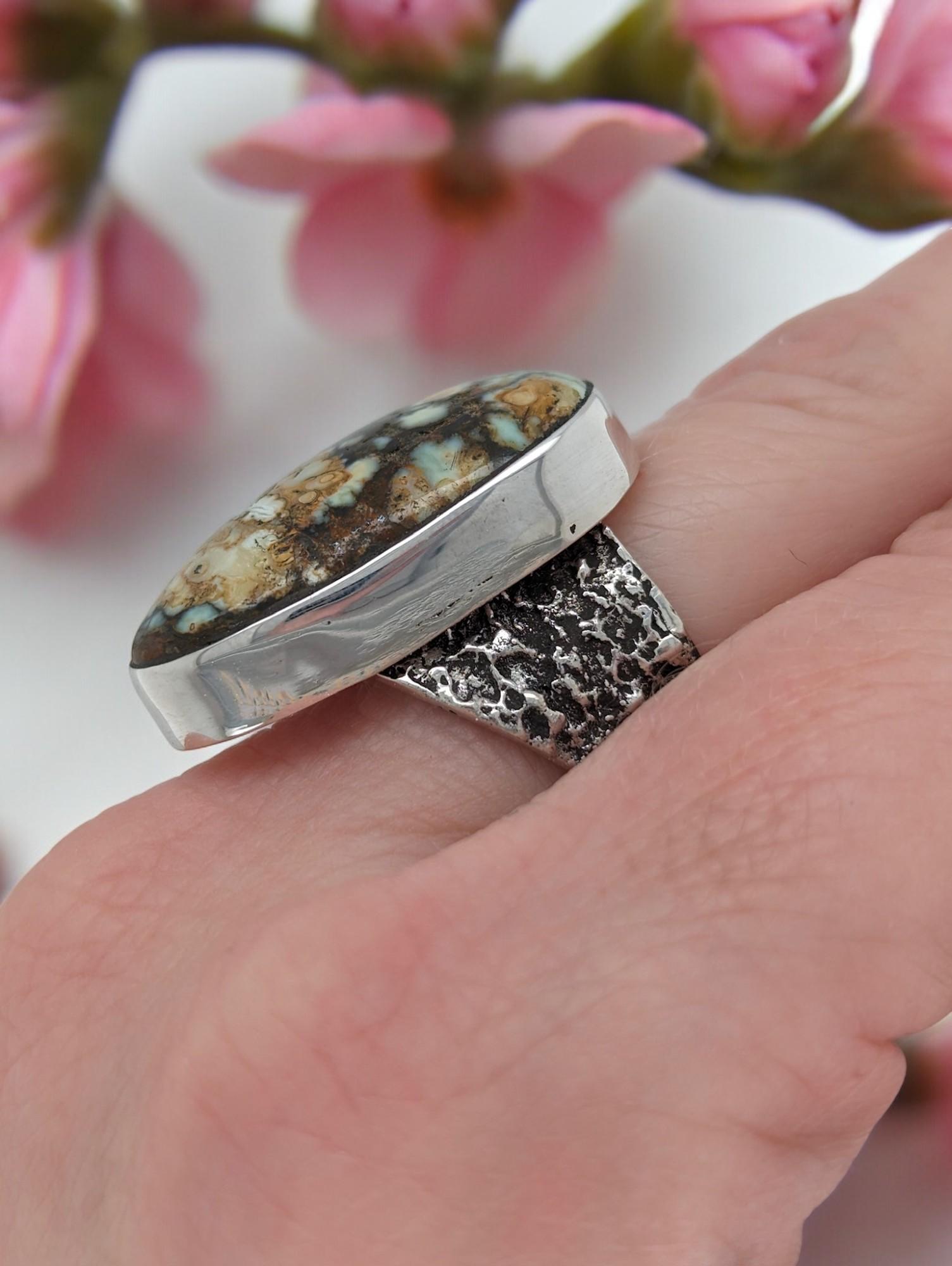 Ring aus Sterlingsilber mit bezaubernden sieben Zwergen und natürlichem Türkis in natürlichem Türkis für Damen oder Herren im Angebot