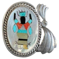 Anillo Navajo con Incrustaciones Plata de Ley Gilbert Adeky Nativo Americano