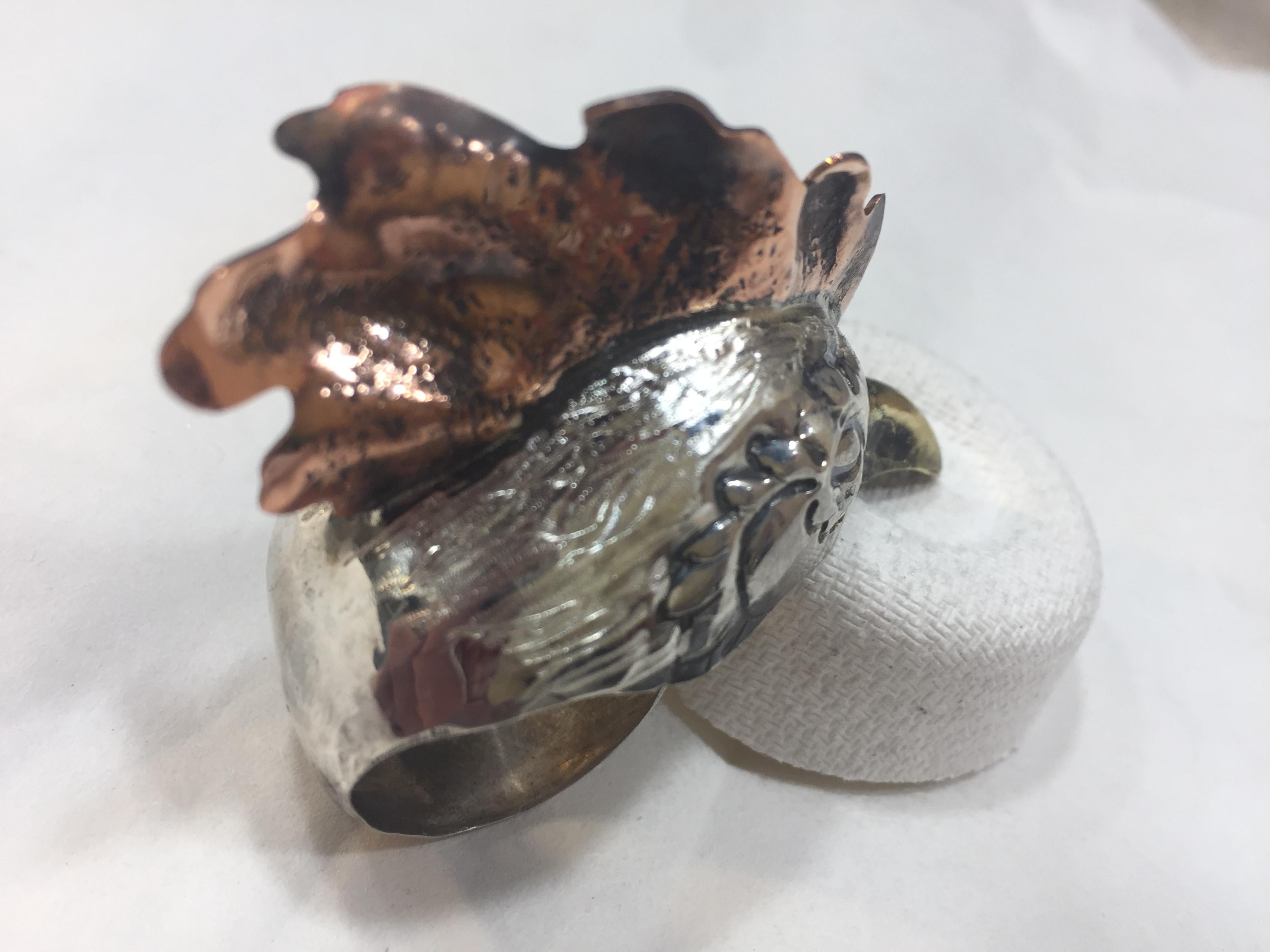 Artist Ring, Rooster, Sterling Silver, Handcrafted, Italy For Sale