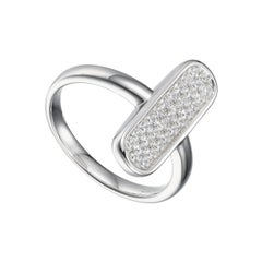 Sterling Silver Ring with CZ, Size 6, Rhodium Finish