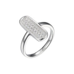 Sterling Silver Ring with CZ, Size 6, Rhodium Finish