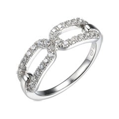 Sterling Silver Ring with CZ, Size 6, Rhodium Finish