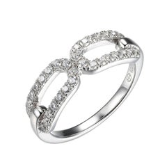 Sterling Silver Ring with CZ, Size 7, Rhodium Finish