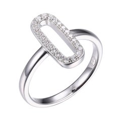 Sterling Silver Ring with CZ, Size 7, Rhodium Finish