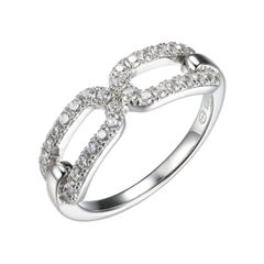 Sterling Silver Ring with CZ, Size 9, Rhodium Finish