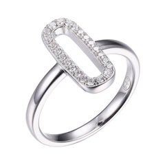 Sterling Silver Ring with CZ, Size 9, Rhodium Finish