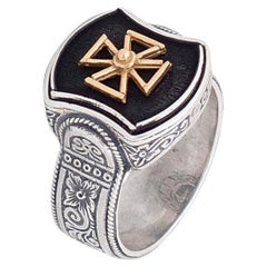 Sterling Silver Ring with Gold Plated Cross, Dimitrios Exclusive D362