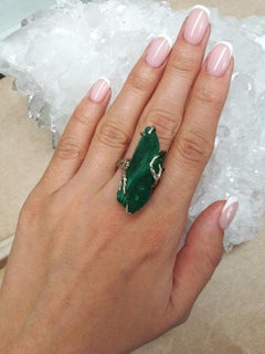 Anello in argento sterling con malachite naturale “velvet” proveniente dal Marocco
