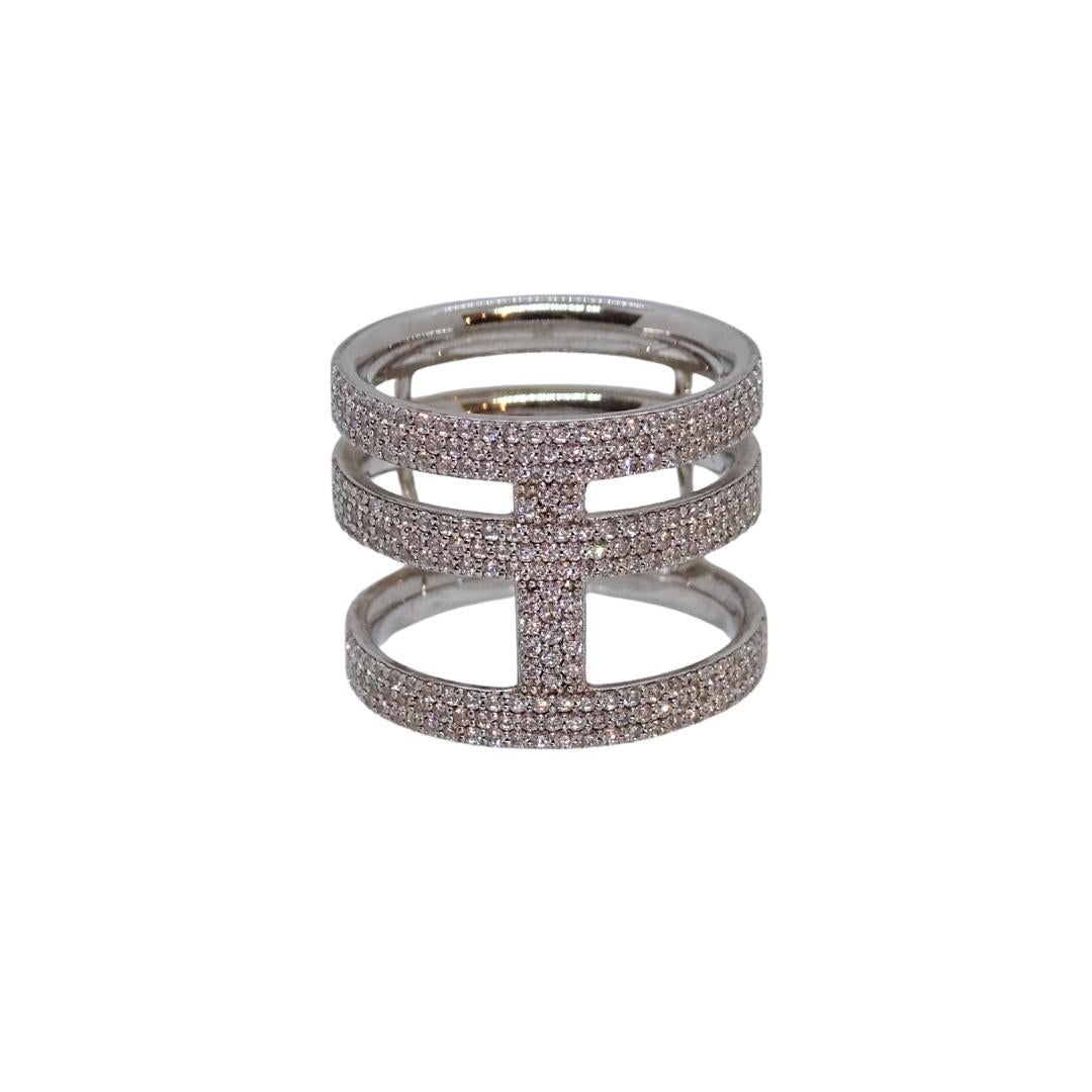 Moderno Anello in argento sterling con pavé di zirconi di Frances Guiot de Bourg, Parigi in vendita