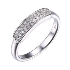 Sterling Silver Ring with Pave CZ Bar, Size 6, Rhodium Finish Sterling Silver Ring with Pave CZ Bar, Size 6, Rhodium Finish