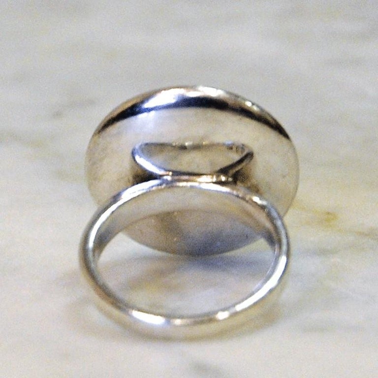 Sterling Silver Ring with Round Plate 1950s, Sweden at 1stDibs