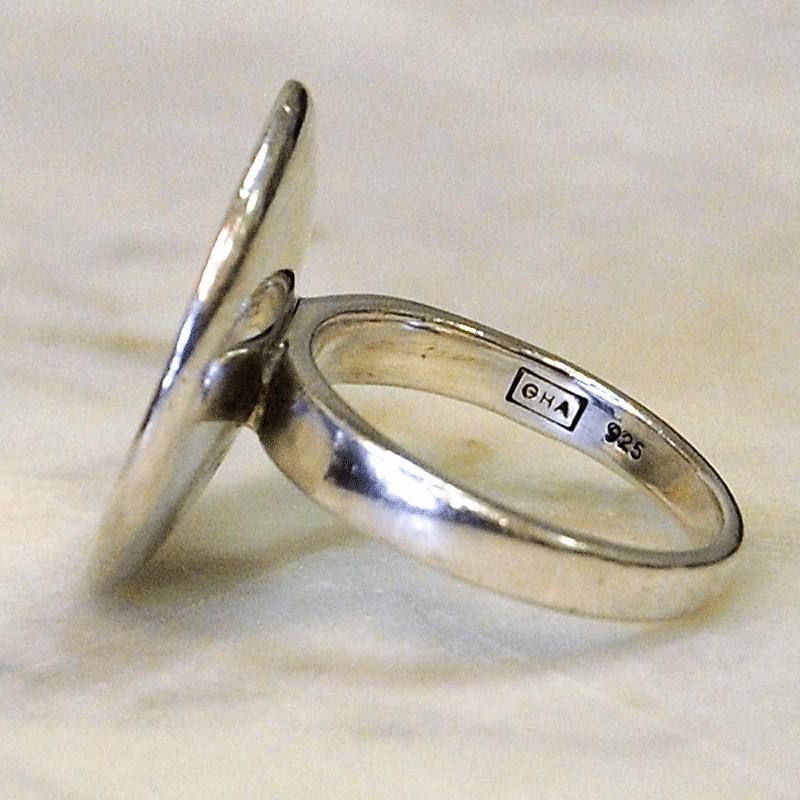 Scandinavian Sterling Silver Ring with Round Plate 1950s, Sweden