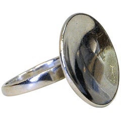 Sterling Silver Ring with Round Plate 1950s, Sweden