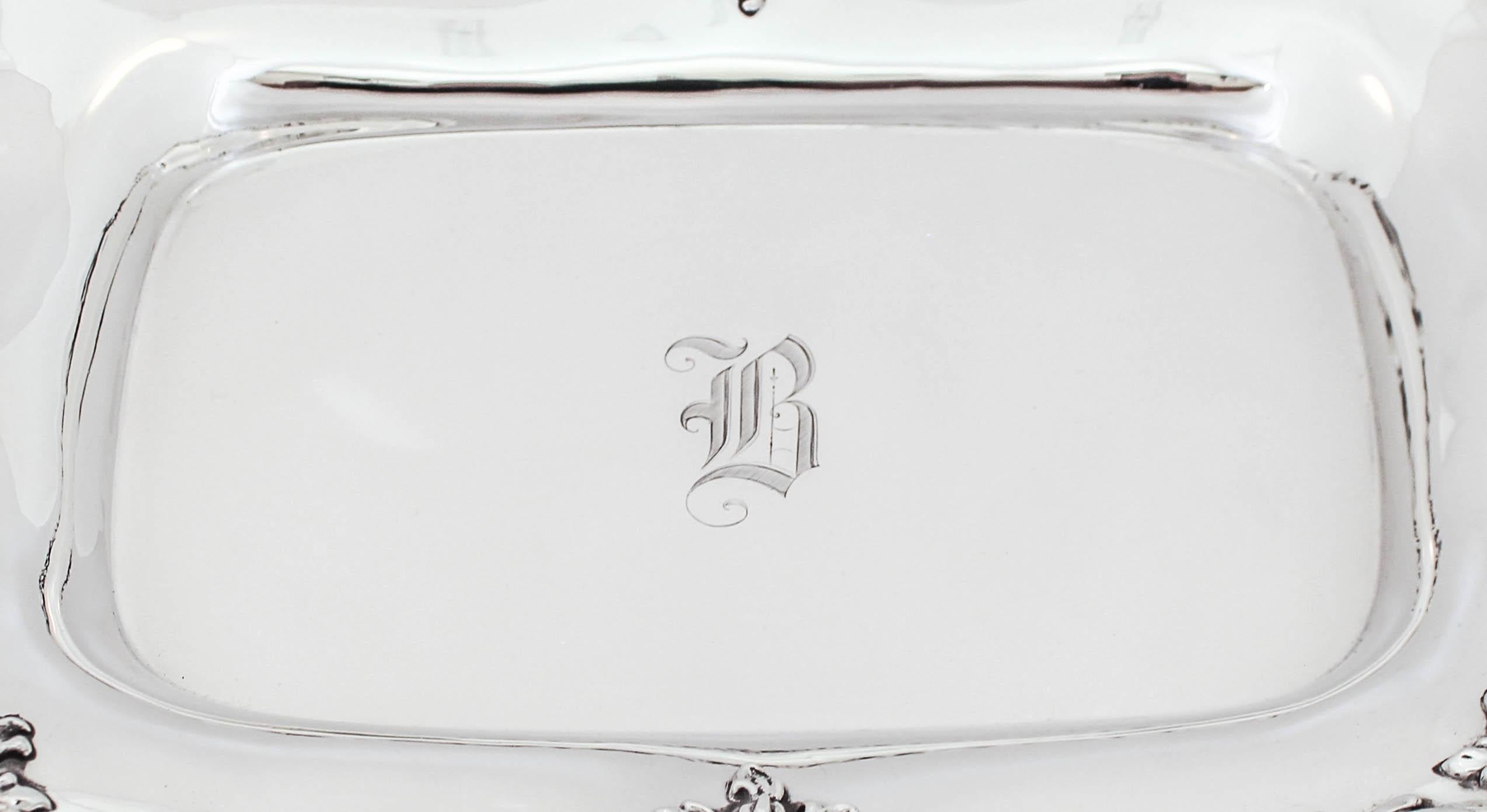 Early 20th Century Sterling Silver Rocco Platter For Sale
