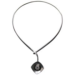 Sterling Silver Rock Crystal Modernist Necklace Alton Sweden, 1968