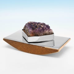 Modernist, Sterling Silver Rocker Blotter, Amethyst Crystal, Peter Casswell