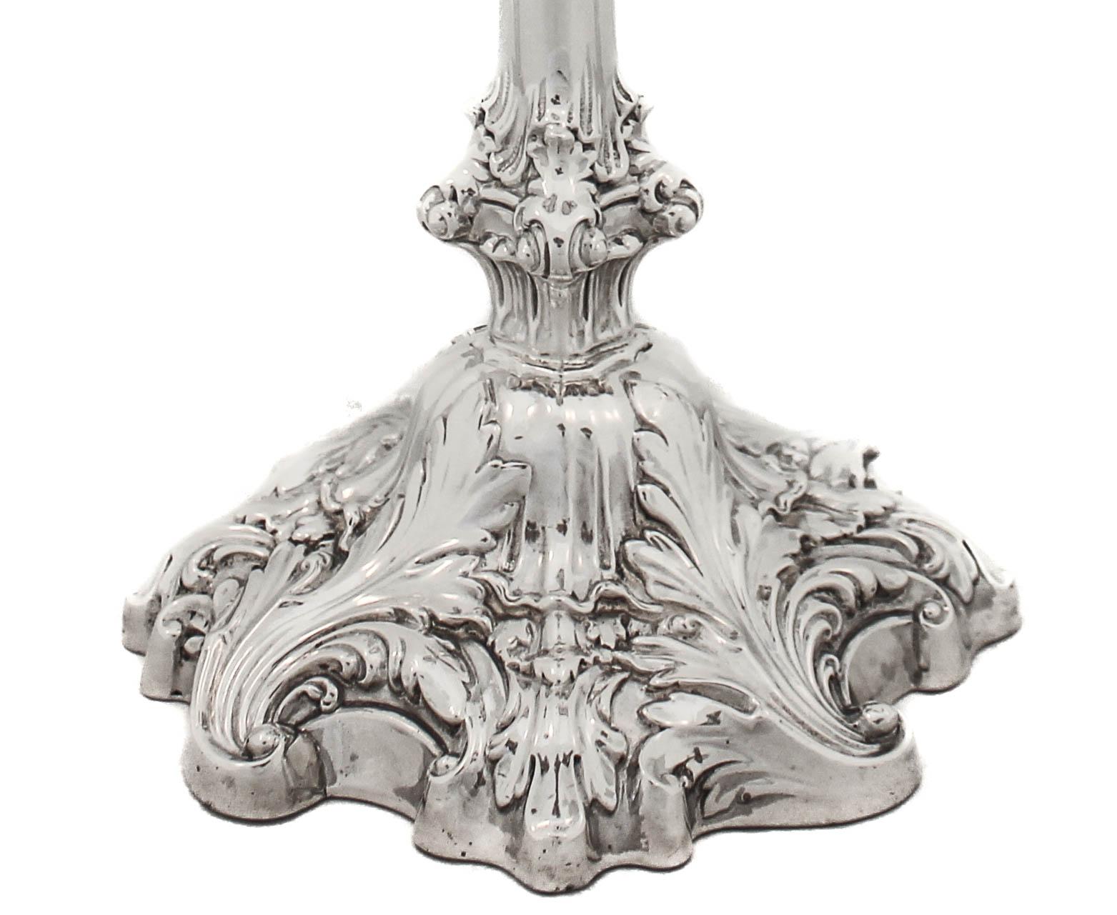 Late 19th Century Sterling Silver Rococo Candlesticks For Sale