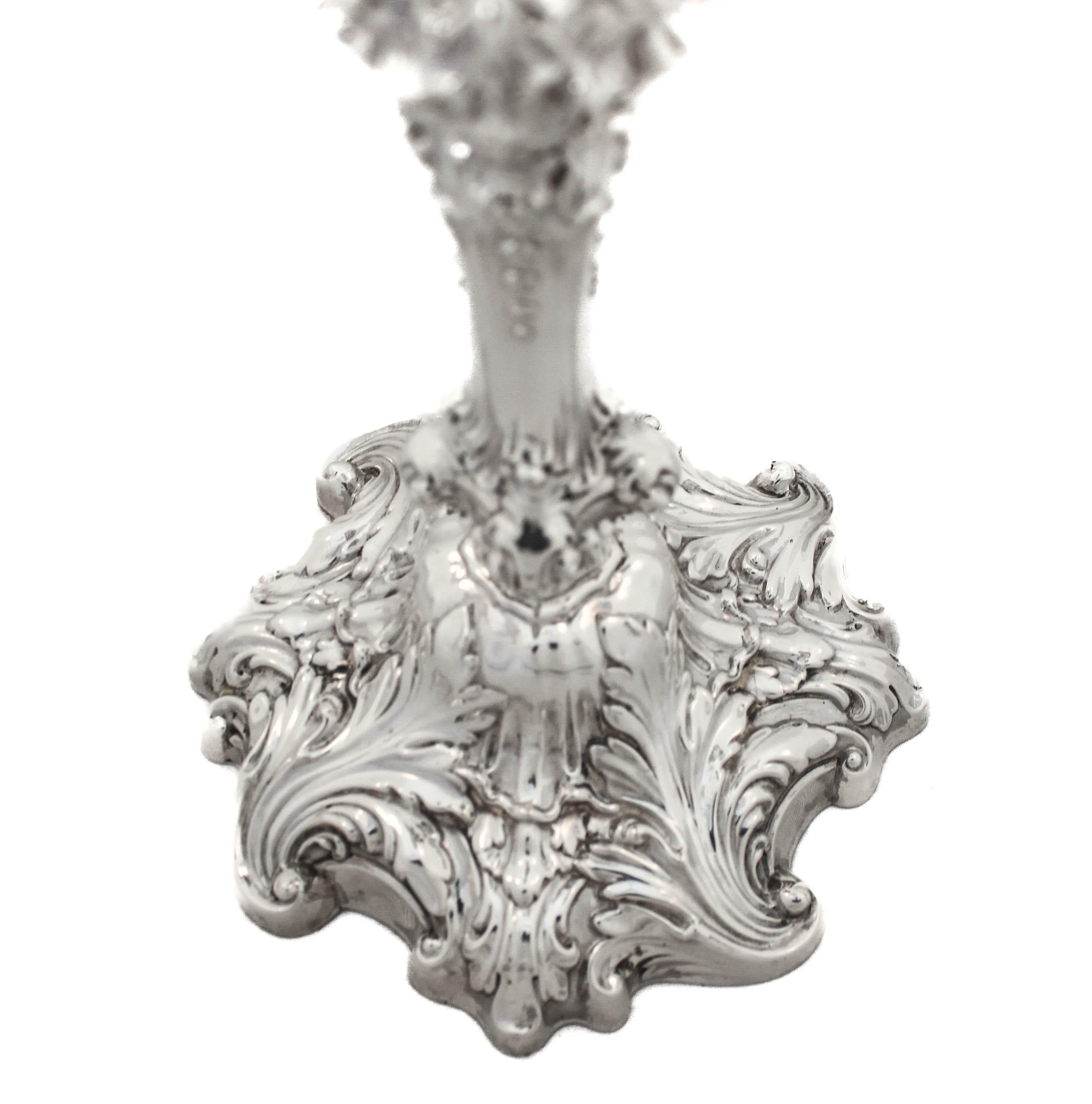 Sterling Silver Rococo Candlesticks For Sale 2