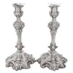 Antique Sterling Silver Rococo Candlesticks