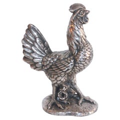 Escultura de gallo de plata de ley