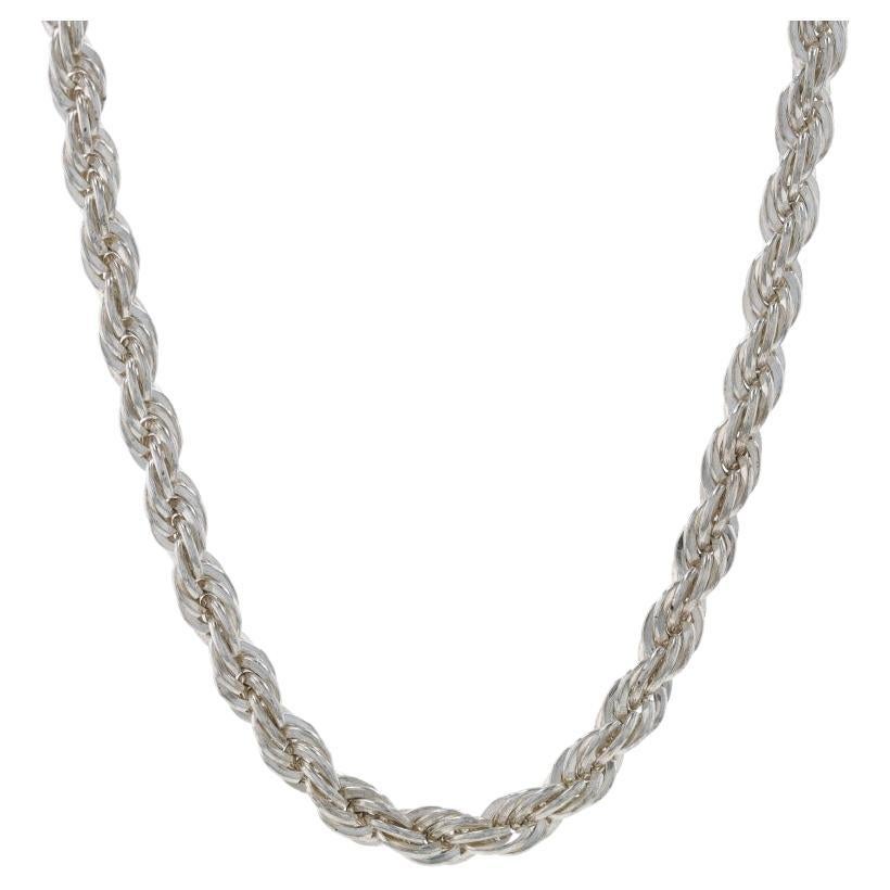 Sterling Silver Rope Chain Necklace 18" - 925 For Sale
