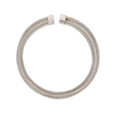 Sterling Silver Rope Collar Necklace 15" - 925