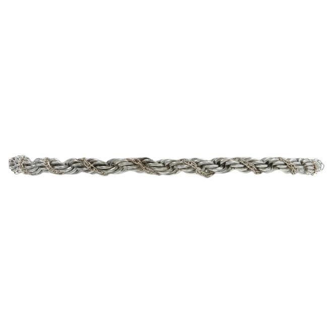 Sterling Silver Rope 
Prince of Wales Chain Bracelet 7" - 925 14k For Sale