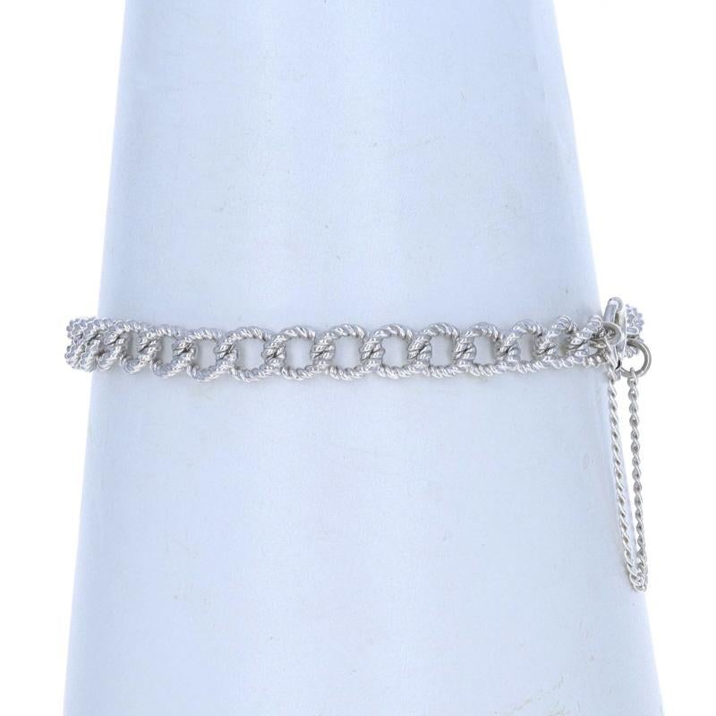 Women's Sterling Silver Rope-Textured Fancy Curb Chain Bracelet 7 1/4