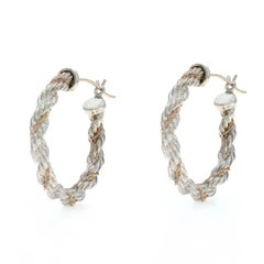 Sterling Silver Rope Twist Half-Hoop Earrings - 925 14k Pierced
