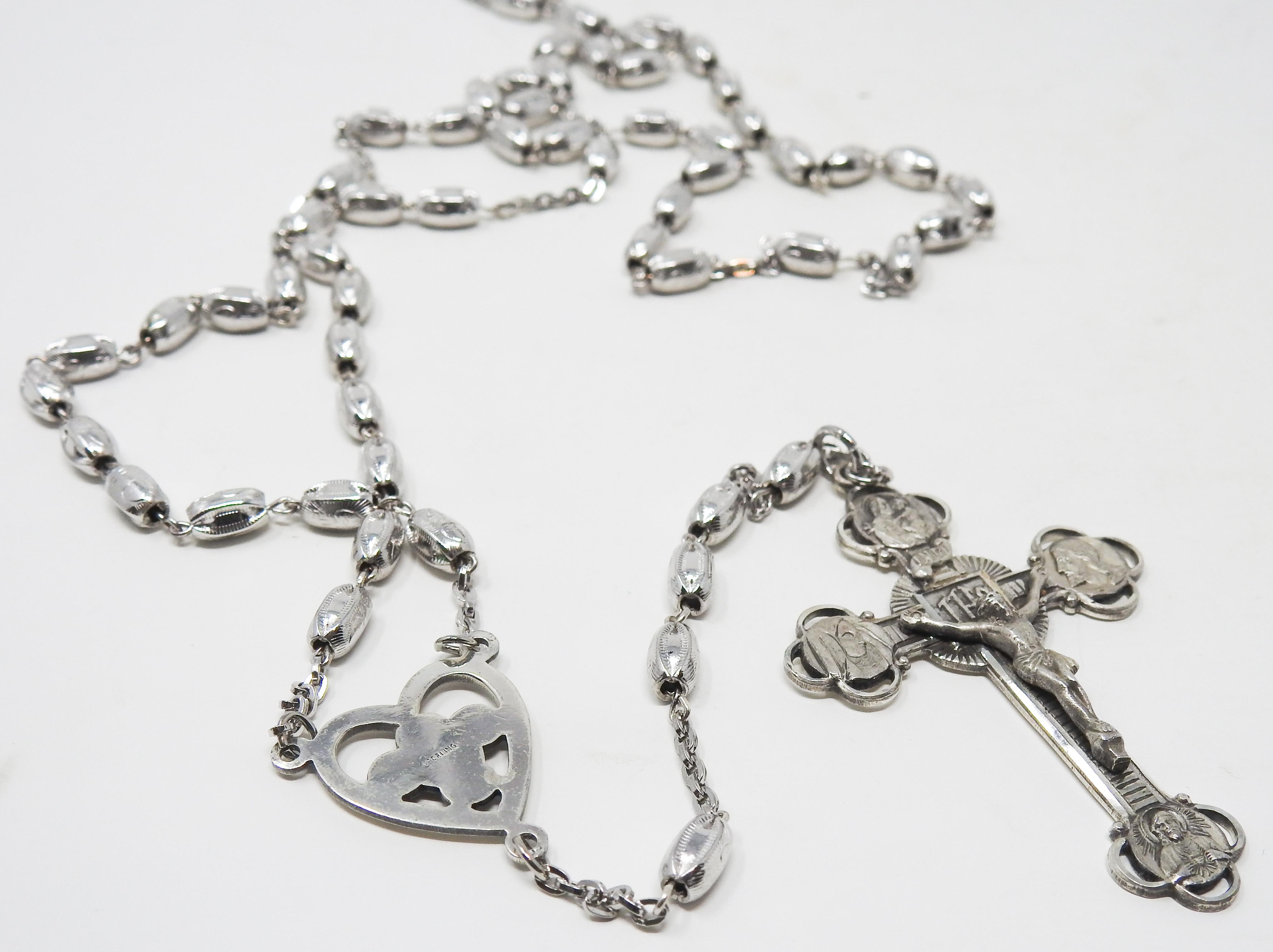 Metalwork Sterling Silver Rosary, by AFCO For Sale
