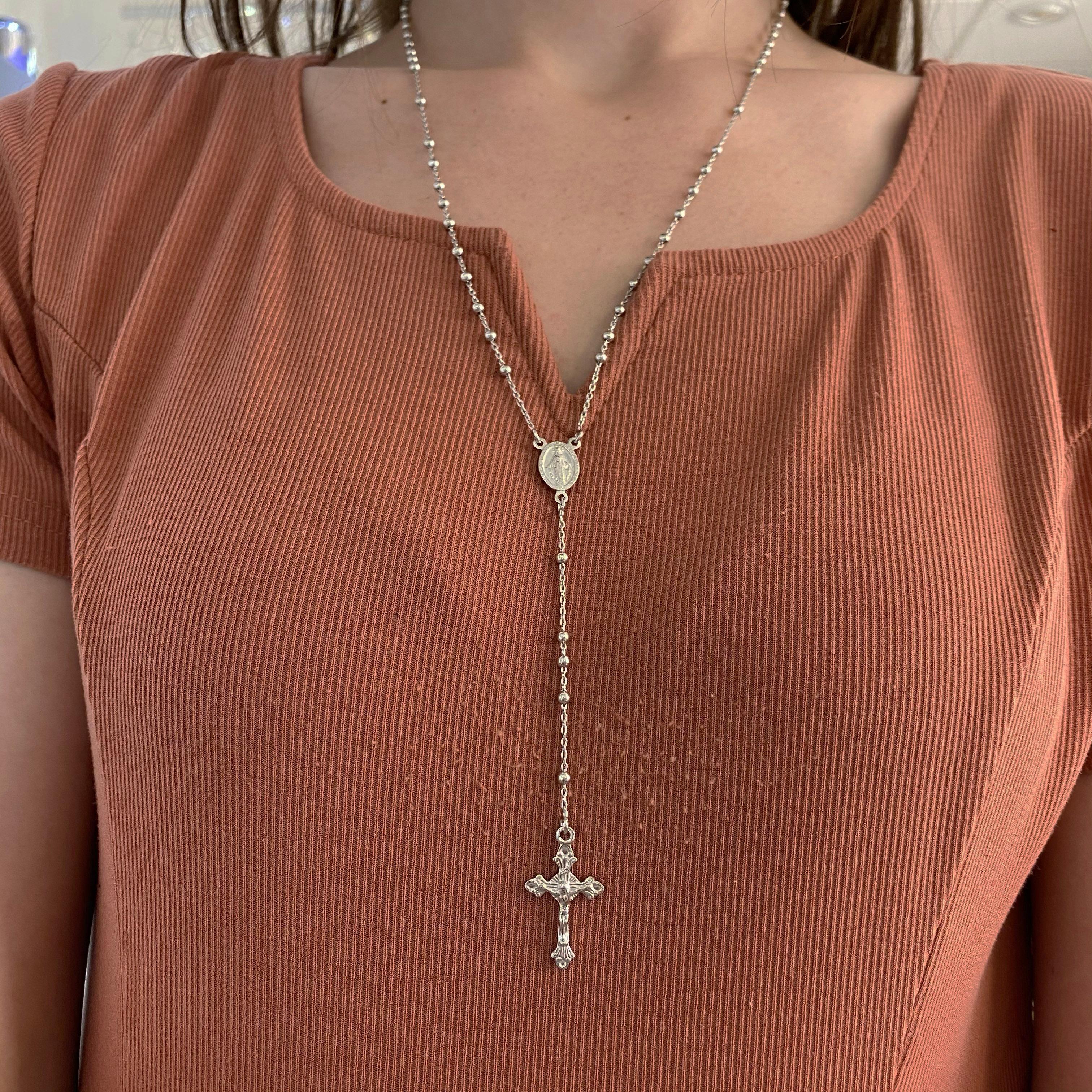 silver catholic necklace