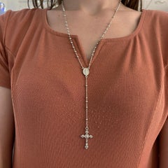 Collana da rosario in argento sterling, rosario cattolico per la chiesa, tutto in argento.